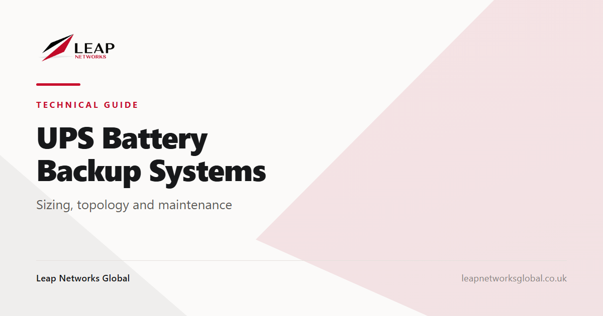 UPS Battery Backup Systems: Sizing, Topology and Maintenance